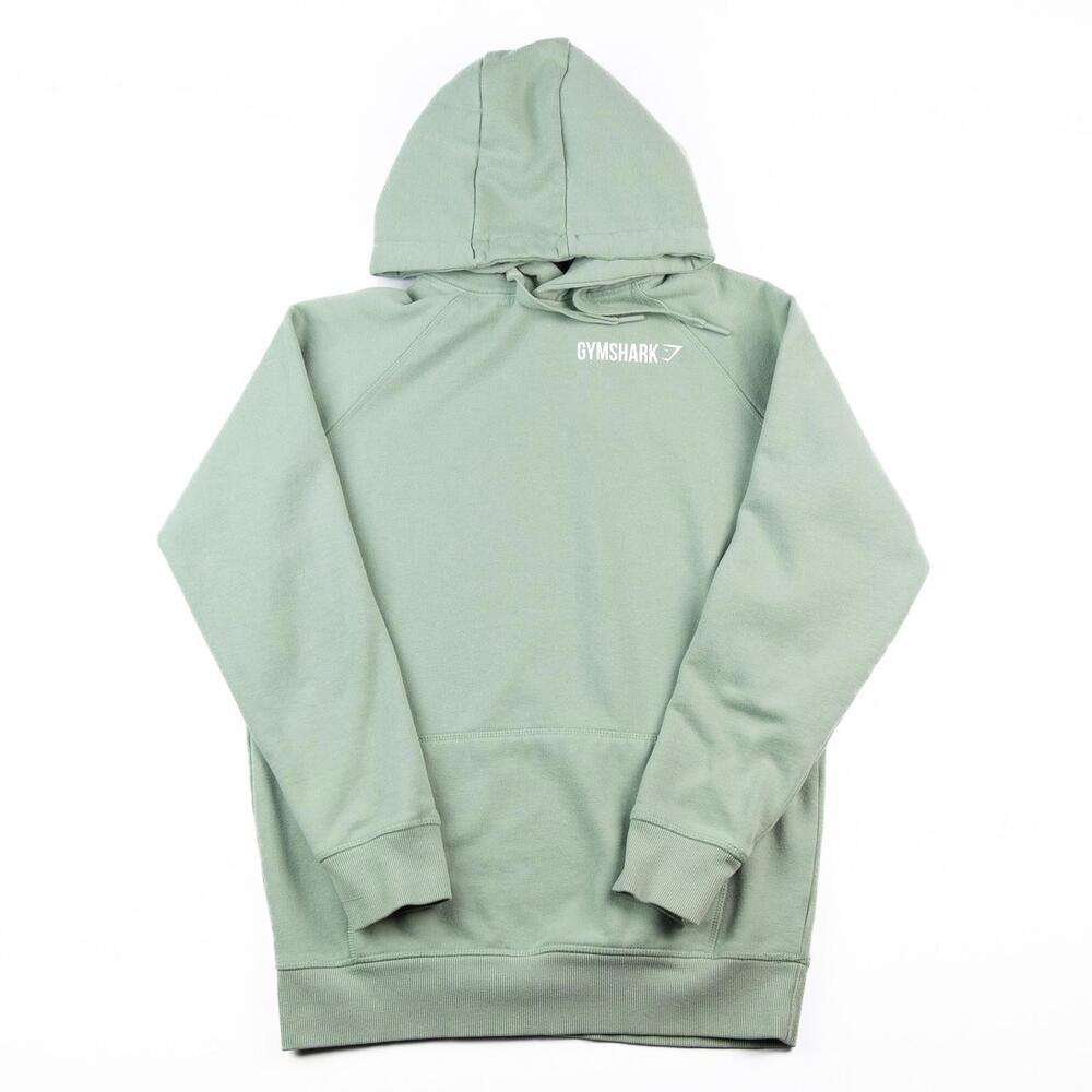 Gymshark Hoodie Mens Medium Green Logo Athletic Pullover Kangaroo Pocket Gym